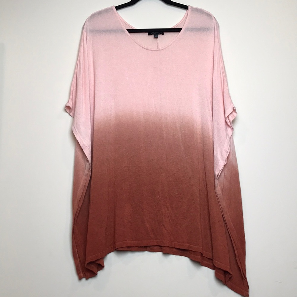 Plus Size Ombré Salmon Pink Poncho Tunic